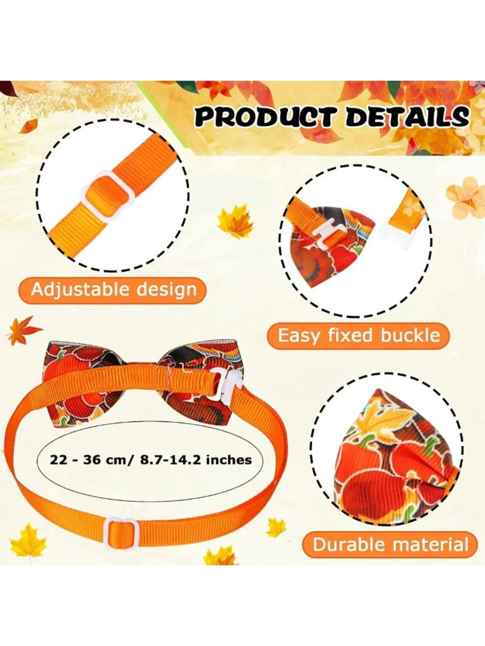 120 Pcs Thanksgiving Dog Bows & Ties - Adjustable Fall Bowties for Pets